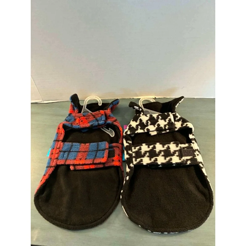 Play On Woof Wear Dog Vests XXXL Multicolor New 2-Pack Plaid Houndstooth Fleece